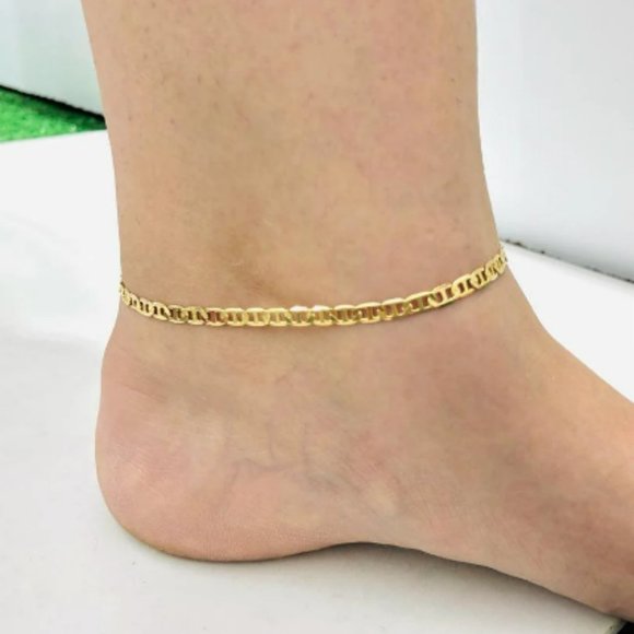 Summer Bracelet for Foot 10" Womens Girls in Gold Filled Anklet Bracelet Pulsera - Picture 2 of 4